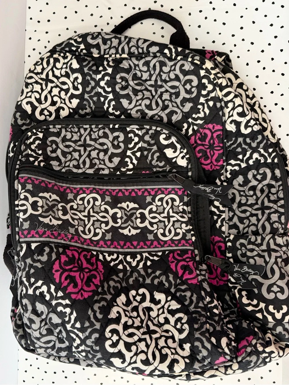 Vera Bradley Campus Backpack Canterberry Magenta Retired Quilted Laptop Bag